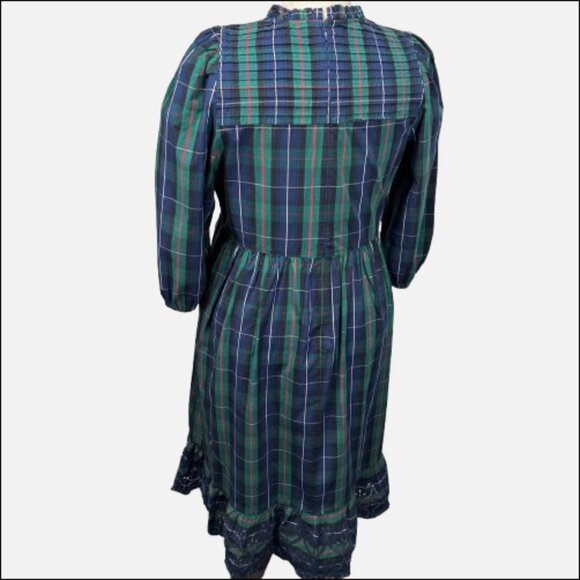 Crown & Ivy Navy Red Tartan Plaid Eyelet Hem Christmas Holiday Midi Dress SZ 16 - Picture 6 of 15